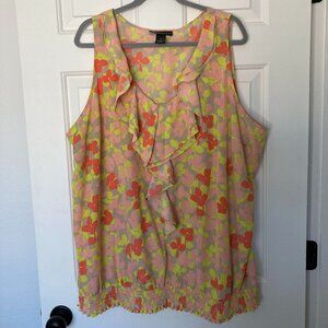 Lane Bryant sleeveless ruffle colorful blouse Size 28